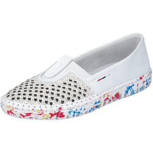 Rieker - M2361-80 Instappers - Wit - Imitatieleer - Rubber Zool