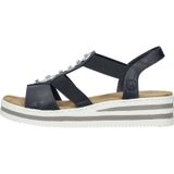 Rieker Riemchensandale, Sommerschuh, Sandalette, Keilabsatz, mit gestreifter Sohle
