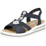 Rieker Riemchensandale, Sommerschuh, Sandalette, Keilabsatz, mit gestreifter Sohle