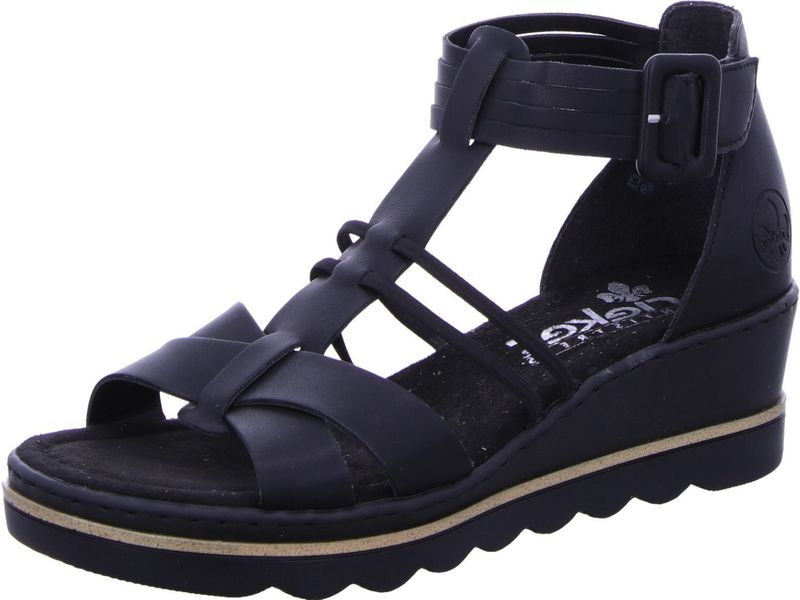 Rieker - Enkellaarsjes - Zwart - Synthetisch Leer - Klittenbandsluiting