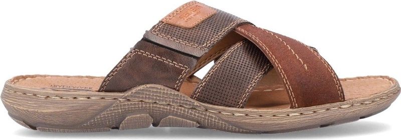 Rieker - Kruisband Slippers - Bruin - Synthetisch - Rubber Zool