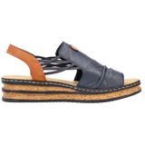 Rieker - Dames Sandalen - Blauw - Sleehak