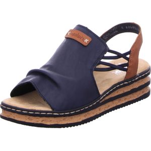 Rieker - Dames Sandalen - Blauw - Sleehak