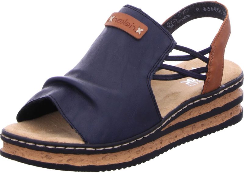 Rieker - Dames Sandalen - Blauw - Sleehak