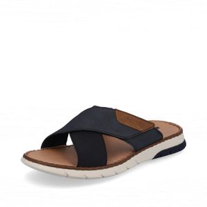 Rieker, Blauwe Synthetische Slipper met Klittenband Blauw, Heren, Maat:42 EU