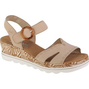 Rieker, Beige Grafische Print Platform Sandaal Beige, Dames, Maat:36 EU