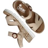 Rieker - Sandaal - Beige - Zacht Voetbed - Klittenbandsluiting - Platformzool
