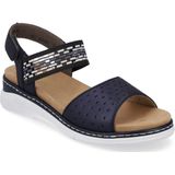 Rieker, Stijlvolle Blauwe Leren Platte Sandalen Blauw, Dames, Maat:37 EU