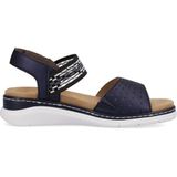 Rieker, Stijlvolle Blauwe Leren Platte Sandalen Blauw, Dames, Maat:37 EU