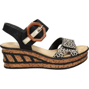 Rieker T60 Leopard Sandalen zwart Synthetisch - Dames - Maat 36