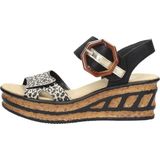 Rieker T60 Leopard Sandalen zwart Synthetisch - Dames