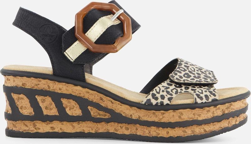 Rieker T60 Leopard Sandalen zwart Synthetisch - Dames