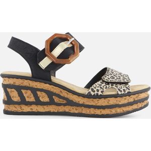 Rieker T60 Leopard Sandalen zwart Synthetisch - Dames