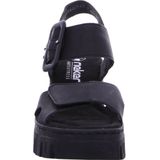 Rieker - Sleehaksandaaltjes - Zwart - Textiel - Klittenbandsluiting