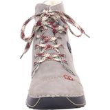 Rieker - Winterlaarzen - Grijs - Textiel - Sleehak - Vetersluiting