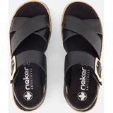 Rieker - Lugano - Sandalen - Zwart - Leer - Verstelbare Klittenbandsluiting