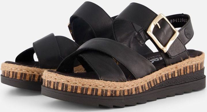 Rieker - Lugano - Sandalen - Zwart - Leer - Verstelbare Klittenbandsluiting