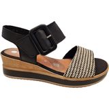 Remonte - ELLE-Collection - Sandaal - Zwart/crème - Comfortschoen met Klittenband