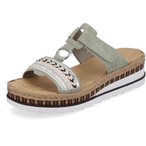 Rieker, Groene zomerse slipper met klittenbandsluiting Groen, Dames, Maat:37 EU