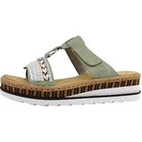 Rieker - Dames Sandaal - Groen - Imitatieleer - Comfortabel Voetbed