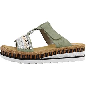 Rieker - Dames Sandaal - Groen - Imitatieleer - Comfortabel Voetbed