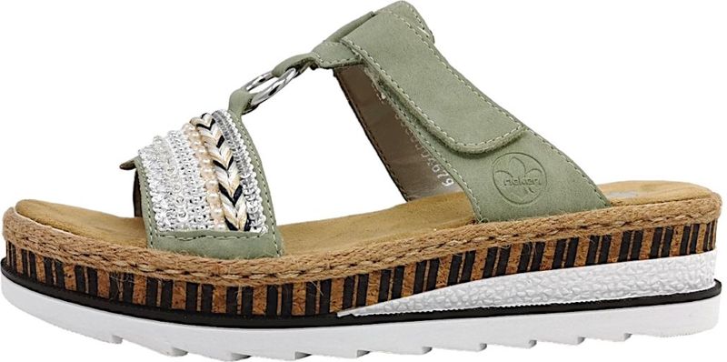Rieker - Dames Sandaal - Groen - Imitatieleer - Comfortabel Voetbed