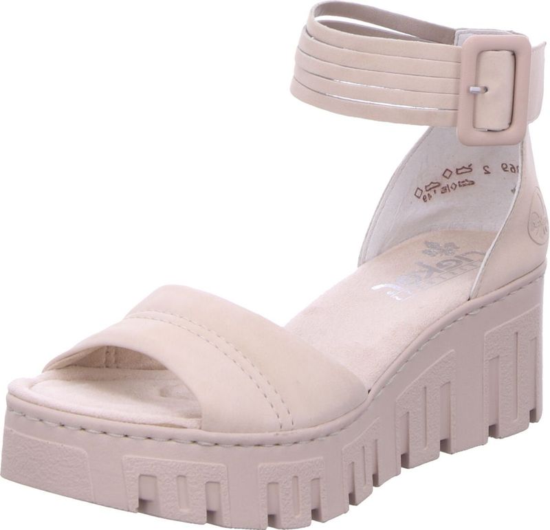 Zomerschoen - Sandaal - Beige - Sleehak - Klittenbandsluiting