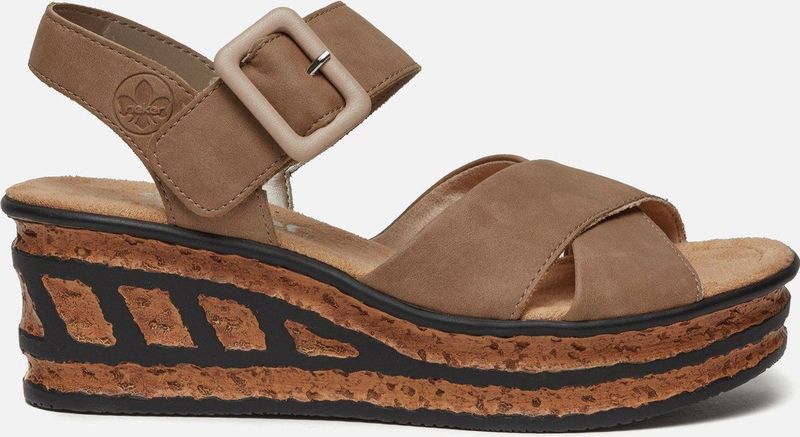 Rieker Sandalen met hak beige Synthetisch - Dames