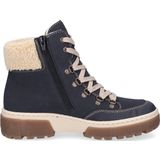 Rieker - Winterlaarzen - Blauw - Textiel - Vetersluiting - Hakhoogte 4,5 cm