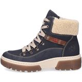 Rieker - Winterlaarzen - Blauw - Textiel - Vetersluiting - Hakhoogte 4,5 cm