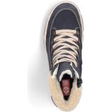 Rieker - Winterlaarzen - Blauw - Textiel - Vetersluiting - Hakhoogte 4,5 cm