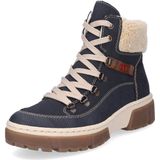 Rieker - Winterlaarzen - Blauw - Textiel - Vetersluiting - Hakhoogte 4,5 cm