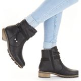 Rieker - Winterlaarsjes - Zwart - Textiel - Decoratieve Koord