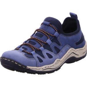 Rieker L0546 Lage sneakers voor dames, losse inlegzool, blauw 14, 36 EU