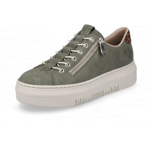 Rieker Lage sneakers voor dames, M1952, lage schoenen, losse inlegzool, groen 52, 38 EU