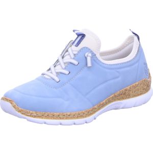 Rieker N4285 lage sneakers voor dames, lage schoenen, losse inlegzool, blauw 10, 37 EU