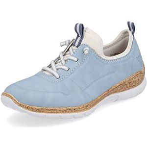 Rieker N4285 Low-Top sneakers voor dames, lage schoenen, losse inlegzool, blauw 10, 42 EU