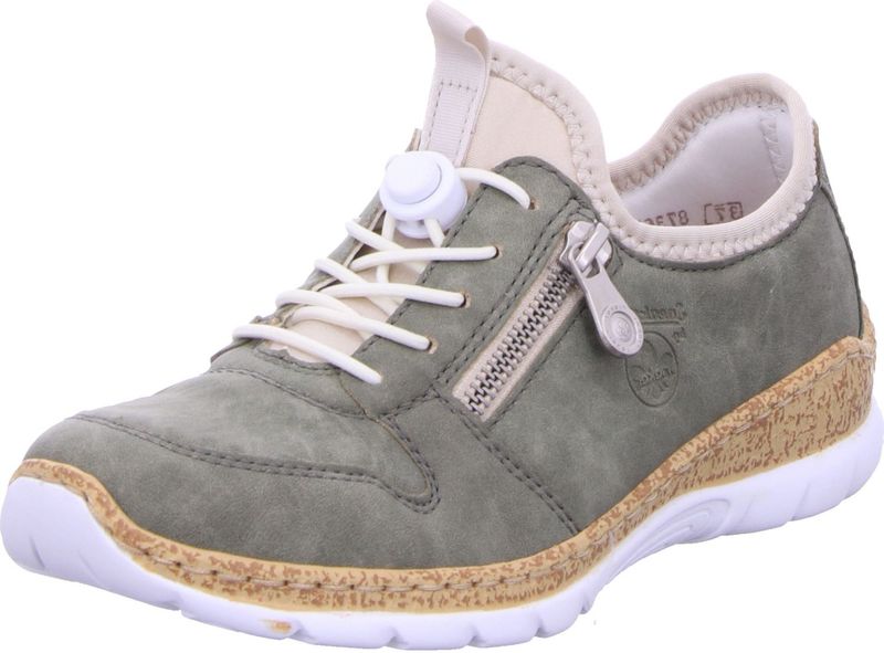 Rieker - Dames Slip-On Sportschoenen - Saliegroen - Imitatieleer