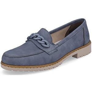Rieker 51863 Damesslippers, slip-on, losse inlegzool, blauw 10, 36 EU