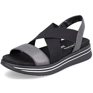 Remonte Dames R2954 sportsandalen, nero/gunmetal/zwart / 01, 37 EU, Nero Gunmetal zwart 01, 37 EU