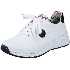 Rieker Sneakers - Wit - Memosoft Binnenzool - Veterschoen - Sleehak
