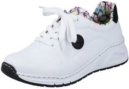 Rieker Sneakers - Wit - Memosoft Binnenzool - Veterschoen - Sleehak