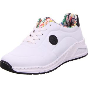 Rieker Sneakers - Wit - Imitatieleer - Vetersluiting - Breedte H