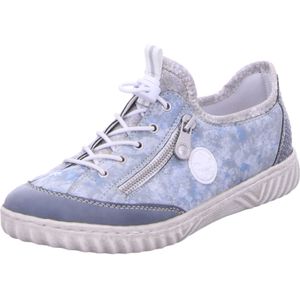 Rieker N0963 Damessneakers, veterschoenen, losse inlegzool, blauw 12, 38 EU