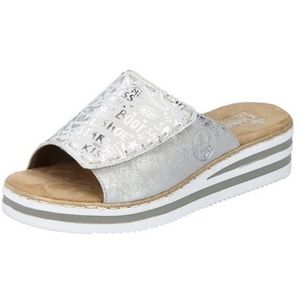 Rieker Dames Slipper V0290, vrouwen Slip On, zilver platina 90, 39 EU Smal