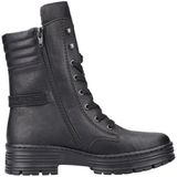 Rieker - X8521 - Enkellaarsjes - Zwart - Textiel - Blokhak 4.5 cm