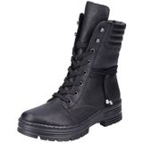 Rieker - X8521 - Enkellaarsjes - Zwart - Textiel - Blokhak 4.5 cm