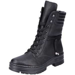 Rieker - X8521 - Enkellaarsjes - Zwart - Textiel - Blokhak 4.5 cm