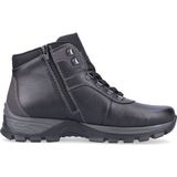 Rieker - Casual Booties - Zwart - Synthetisch Leer - Vetersluiting