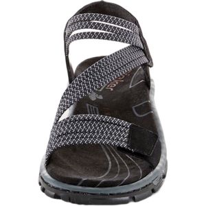 Rieker - Sandalen - Zwart/grijs - Textiel - Klittenbandsluiting